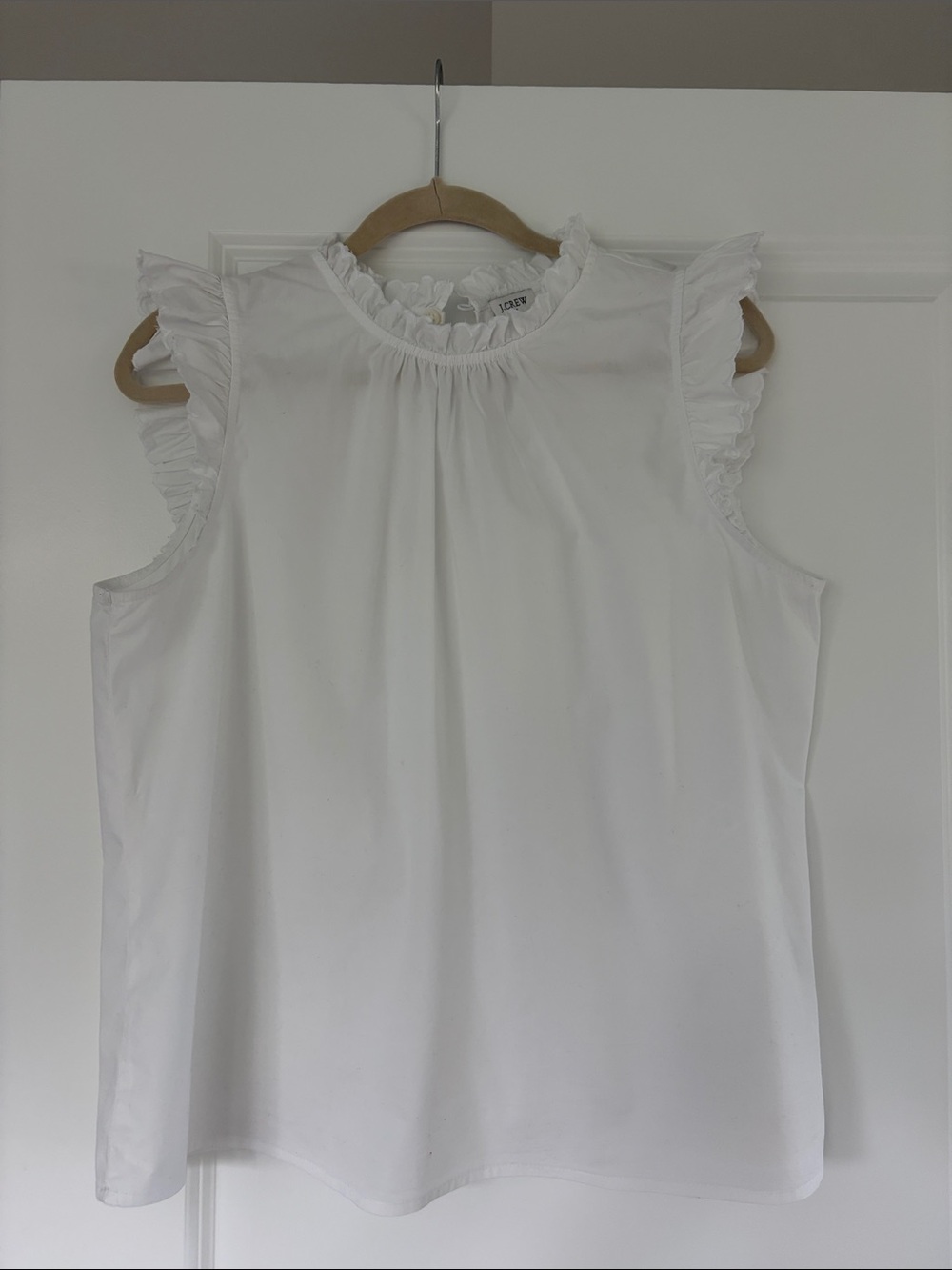Sleeveless Ruffle-Trim White Top